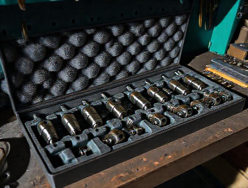 Spare lock cylinders and pin kits in a foam case
